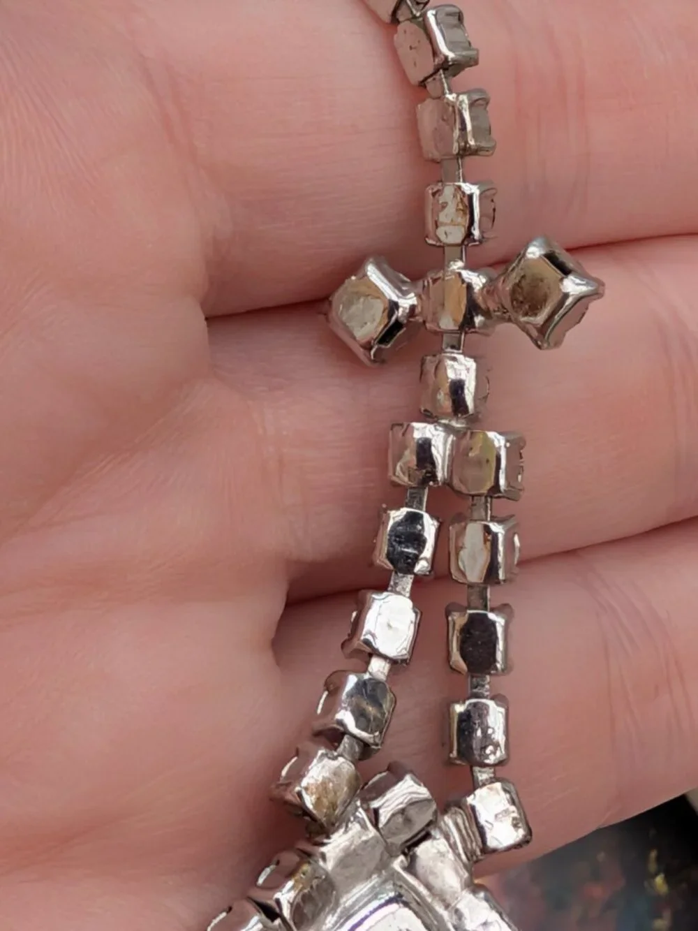 1930's - 1940's Art Deco Style Icy Blue Rhinestone Choker Necklace